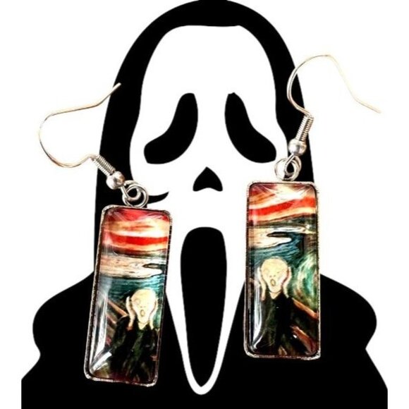 New The Scream Earrings Dangle Art to Wear Abstract Edward Munch Artist Handmade - Picture 8 of 12